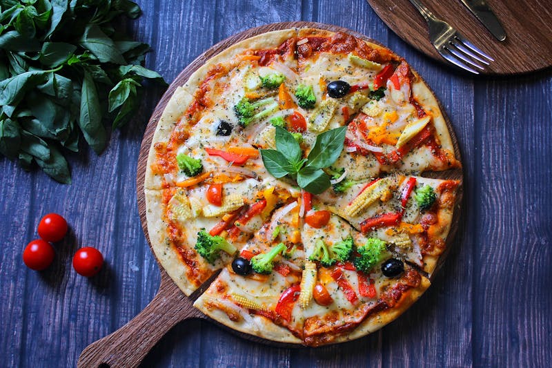 Veggie Supreme pizza loaded with fresh vegetables
